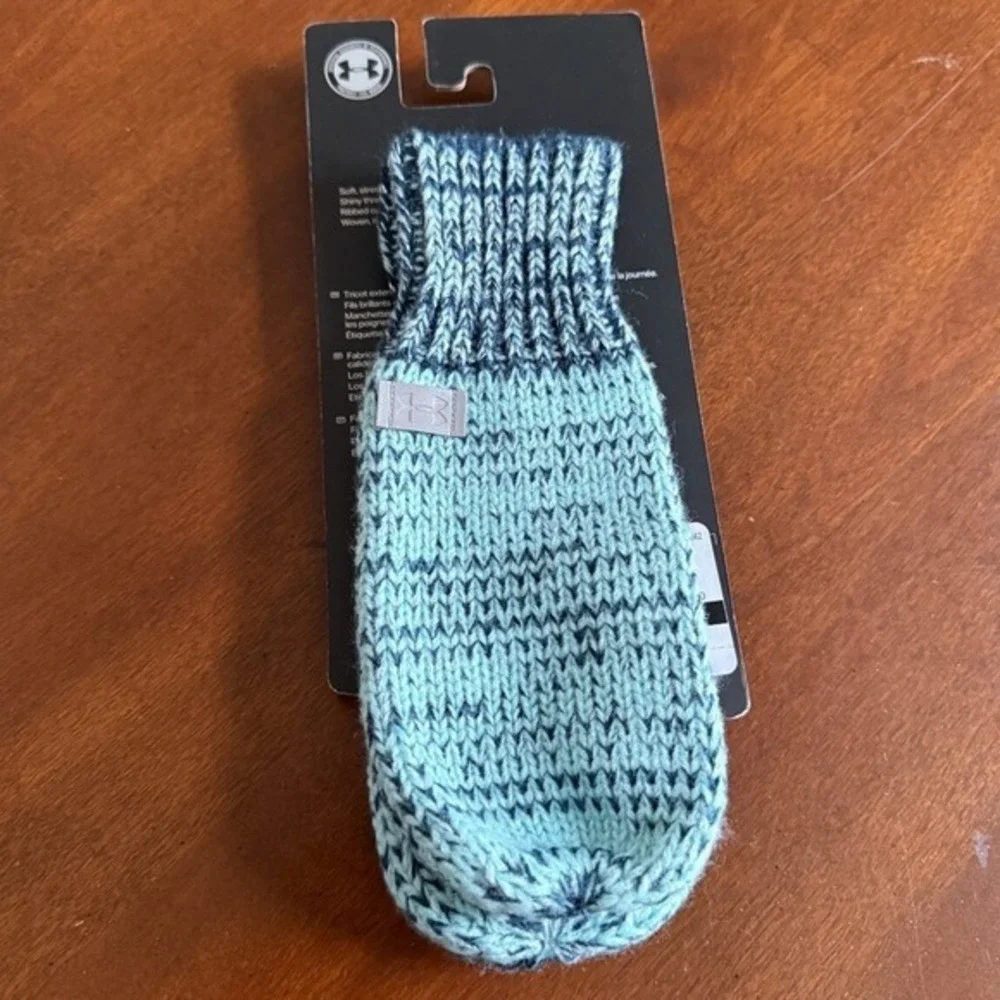 NEW Under Armour Mittens Girls OSFA Mittens Blue‎ Marled Reflective Sparkle